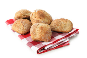Napkin with buns isolated on white background