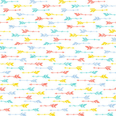 Trendy boho arrows graphic seamless pattern. Ethnic vintage design. Tribal indian motif. Doodle 