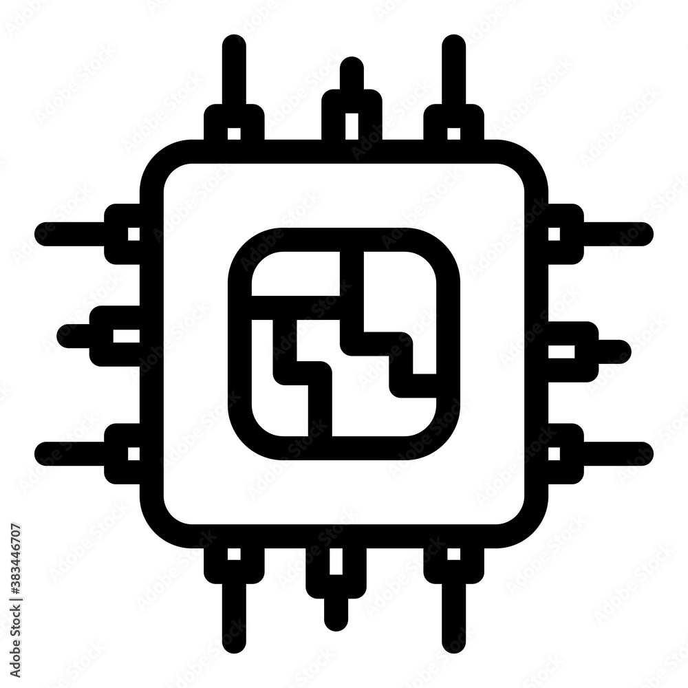 Poster microchip icon. outline microchip vector icon for web design isolated on white background