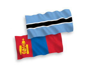 Flags of Mongolia and Botswana on a white background