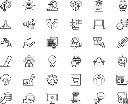 business vector icon set such as: electronic signature, profession, ipad, newspaper, waves, calculation, paint, software, help, pointer, prosperity, title, vacation, cargo, campaign, distress