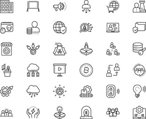 business vector icon set such as: technical, structure, discussion, promotion, loyalty, efficient, engineering, mail, campaign, pathway, circle, candidate, planet, transparent, mentor, facade, egg