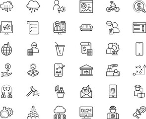 Fototapeta premium business vector icon set such as: partnership, interface, infrastructure, crowd, flask, trend, bubble, production, learn, sale, talking, jigsaw, conversation, laptop, glyph, auction, spokesman, blog
