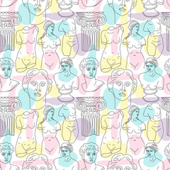 Ancient Greece and Rome tradition and culture vector seamless pattern. The linear trend of the ancient surface pattern, Ancient Greece and Ancient Rome.