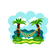 Sea ​​and palm trees. Vector illustration.