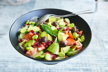 Healthy organic salad in the making