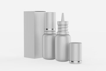 Mock up Realistic Glossy Cosmetic Serum, Ampoule, Oil Dropper Bottle for Skincare Product isolated on a white Background. 3d Illustration