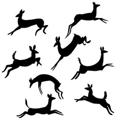 Jumping Female Deer Vector Set