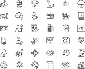 business vector icon set such as: increase, february, program, trendy, monitor, fix, layout, news, loudspeaker, art, greeting, wrench, supervisor, vision, globe, clipboard, ideas, date, scroll