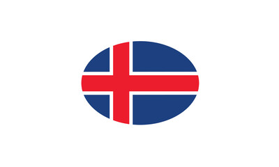 Iceland flag oval circle vector illustration