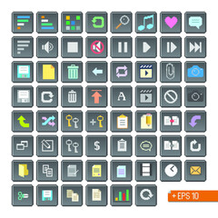Pixel icons set, buttons, isolated abstract vector illustration isolated on white background. Design for web, stickers, logo and mobile app.