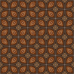 unique Artwork motifs on Kawung batik with dark brown color design.