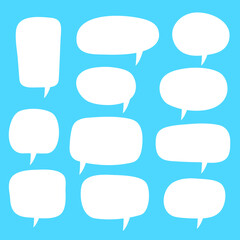 Set of speech bubbles. Blank empty vector white speech bubbles. Cartoon balloon word design.