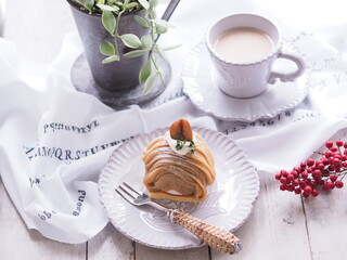 秋スイーツ モンブランでティータイム