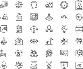 business vector icon set such as: house, table, radioactive, image, speech, skill, list, automobile, sign symbol-live video, water, retail, organize, bright, hr, minute, drawer unit, hub
