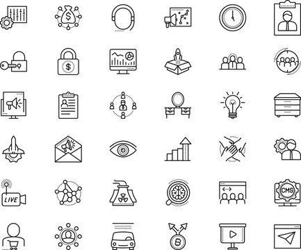 business vector icon set such as: house, table, radioactive, image, speech, skill, list, automobile, sign symbol-live video, water, retail, organize, bright, hr, minute, drawer unit, hub