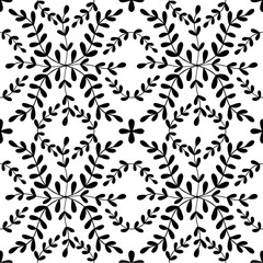 Tile seamless pattern. Black and white geometric background. Traditional repeat ornament. Vector monochrome pattern.