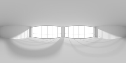 Empty white business office room with sunlight from windows HDRI map