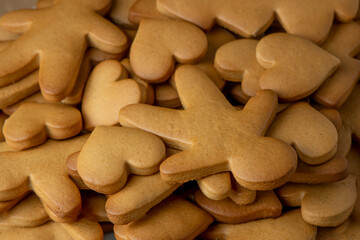 Gingerbread cookie as a background close-up.