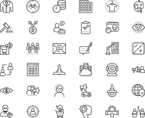 business vector icon set such as: graph, games, see, pencil, label, guilt, auction, checklist, nothing, mathematics, pictogram, postage, case, distribution, cash, secure, elegant, industry, urban