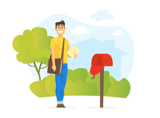 Postmen Delivering Mail, Delivery Service Concept Vector Illustration