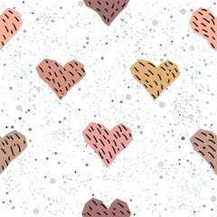 Cute Hearts Background. Seamless Pattern with hearts.
