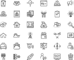Fototapeta premium business vector icon set such as: http, supplies, precious, reserve, bubble, search engine optimization, road, movie, speed, machinery, icons, questionnaire, flowchart, start, worker, stay home