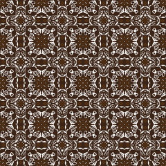 Elegant Indonesian batik flower motifs with simple dark brown color design.