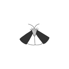 A moth, butterfly. Hand drawn icon. Vector simple insect illustration.