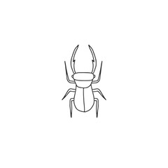 Vector insect icon, a bug, stag beetle. Hand drawn simple illustration.