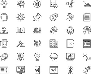 Fototapeta premium business vector icon set such as: device, assistant, wireless, cut, download, video, leader, set, blog, pc, homepage, progress, attach, marker, add, bid, landscaping, relations, pipe, teacher, single
