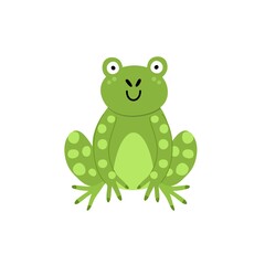 Cute frog print for kids. Funny character isolated element in childish style