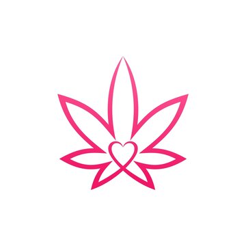 Love Cannabis Leaf  Vector Logo Illustration