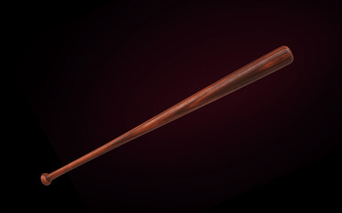Baseball bat isolated on dark with clipping path. 3d render illustration.