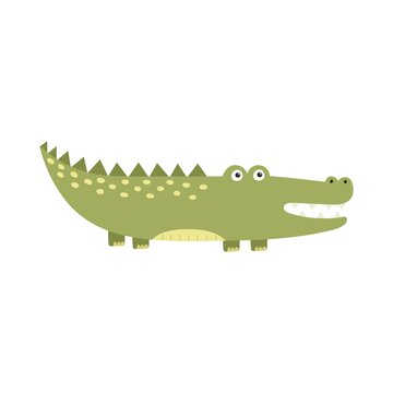 Funny alligator isolated element for kids design. Print with cute crocodile