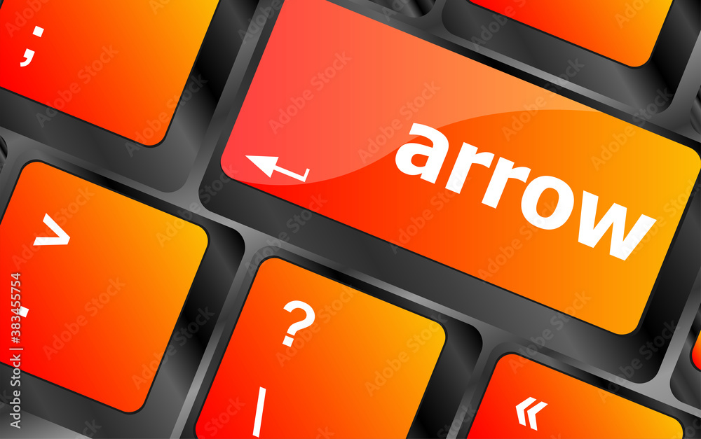 Poster arrow word on computer keyboard key button