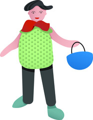 a girl with a basket. Halloween theme, a child playing