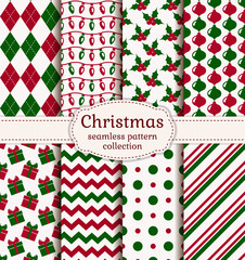 Obraz premium Christmas seamless patterns. Vector set.
