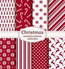 Obraz premium Christmas seamless patterns. Vector set.