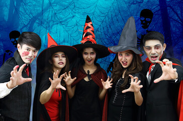 women and men in halloween