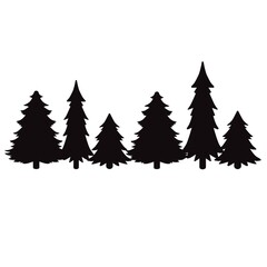 Obraz premium Print Hand-drawing silhouette christmas tree. Vector pine tree. Snowflake. Element for design.