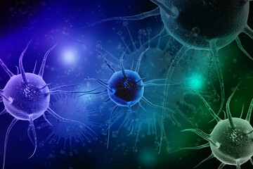 3d render Corona virus microscopic view
