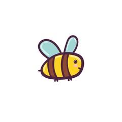 Cute flying bee isolated element. Funny character for kids design