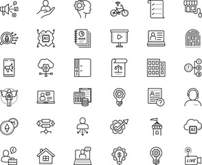 business vector icon set such as: cv, consumer, sign symbol, door, message, inspiration, transport, map, graph, lock, glass, blockchain, operator, street, archive, multimedia, meeting, box, database