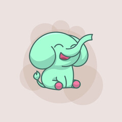 Cute Happy Baby Elephant Cartoon