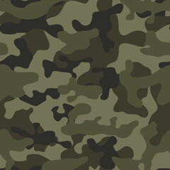 Fototapeta premium Classic camouflage. Military camo. Abstract green background. Fabric print. Vector