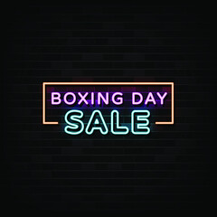 Boxing day neon sign, neon style template