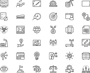 business vector icon set such as: phone, objective, see, organize, paint, notebook, judge, colored, cabinet, successful, machine, master, tactic, loudspeaker, dollar, manufacturing, accounting