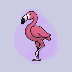 Standing Flamingo Bird Cartoon Illustration