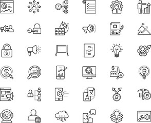 business vector icon set such as: laptop, video, check mark, show, aim, developer, cloud, block, split, outside, lock, contract, online business, gray, examination, designation, coach, keyhole, do